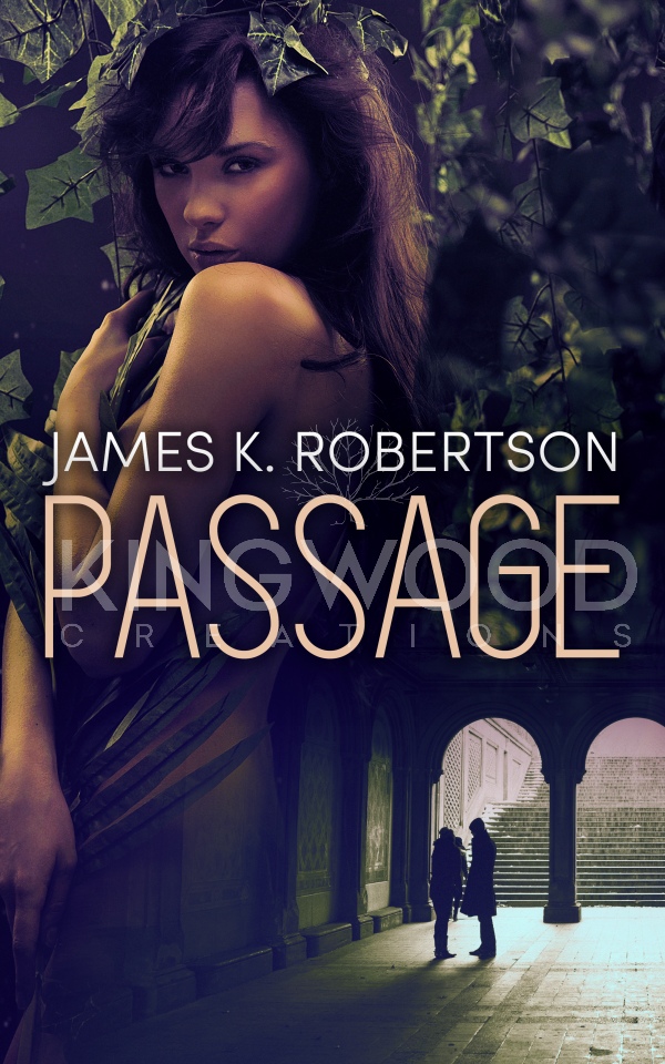 mysterious woman in foliage over a dark passageway - premade book cover design