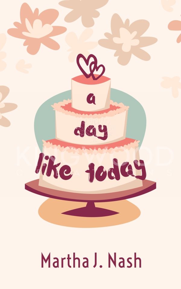illustration of a wedding cake on a flowery background - premade book cover design