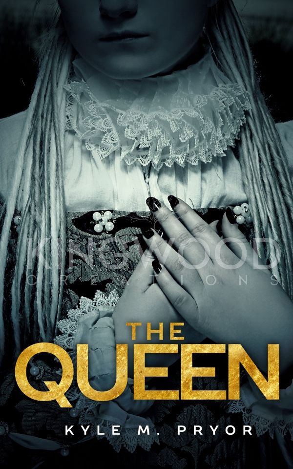 close up of a woman dressed in vintage attire - - premade book cover design