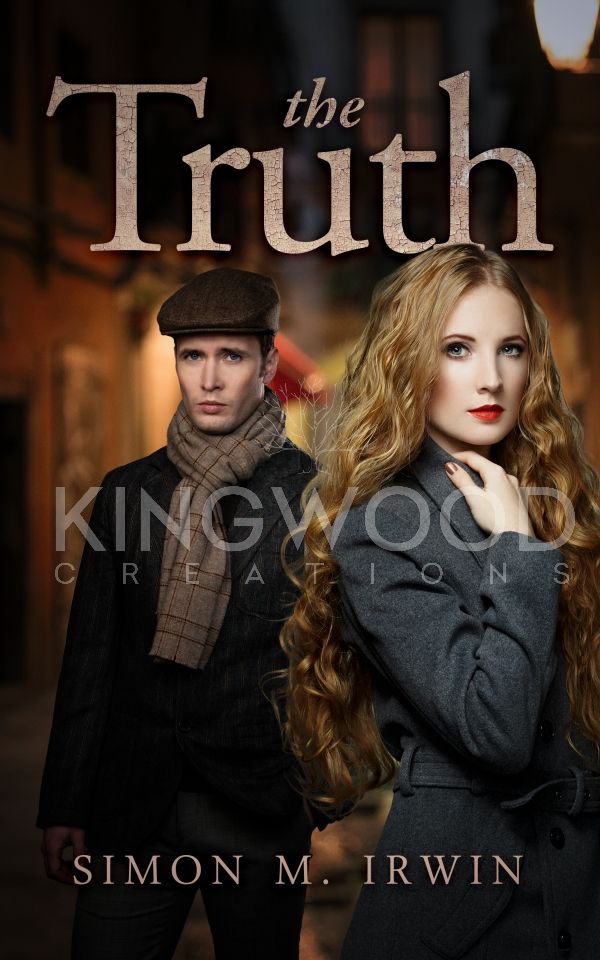 mystery couple in a dark city street - cover design for sale