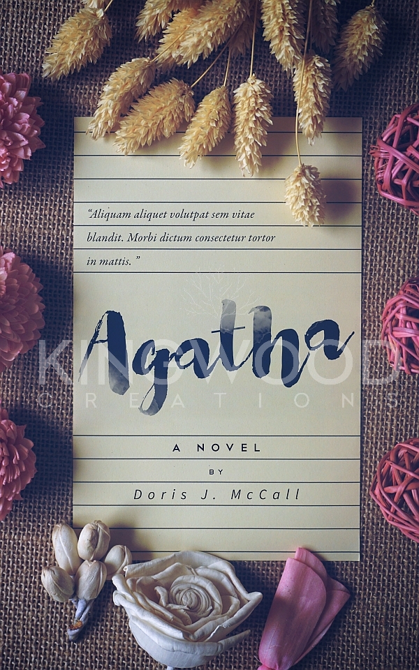 vintage setting of a paper surrounded by flowers grains - premade book cover design