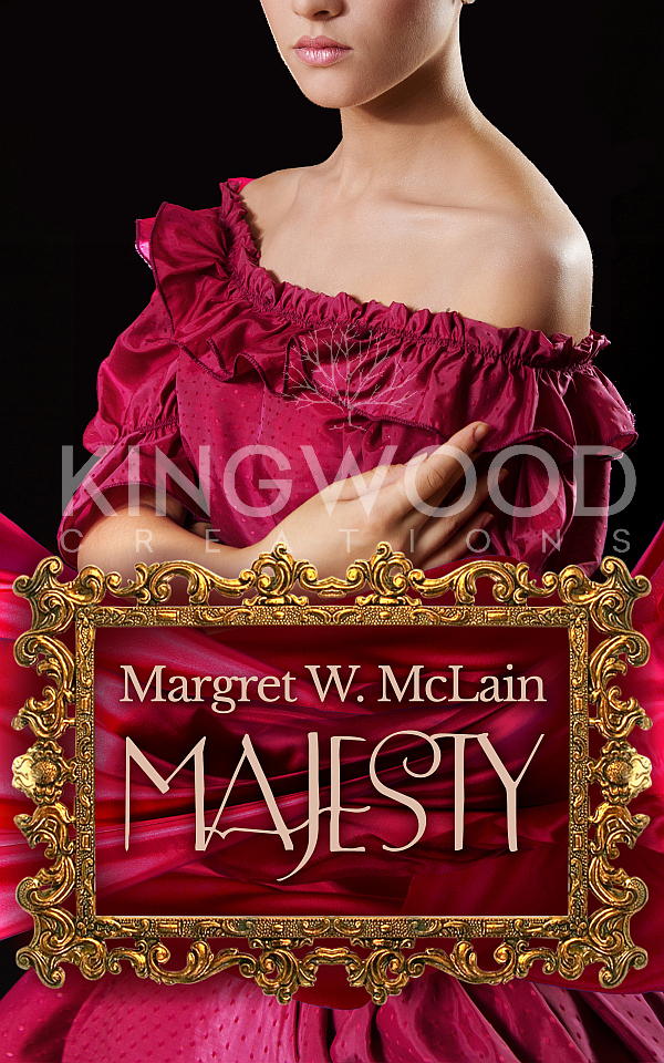 portrait of a woman in a vintage dress on a dark background - premade book cover design