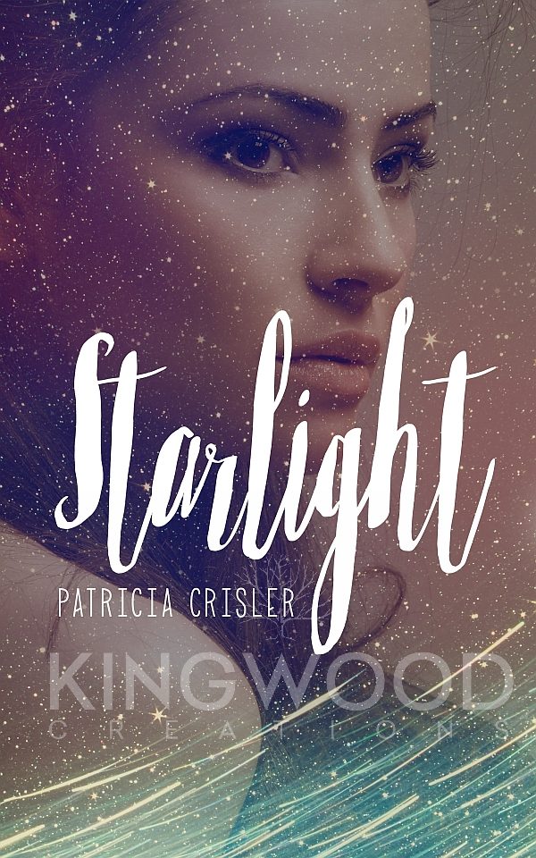 faint portrait of a woman on a starry sky - premade book cover design