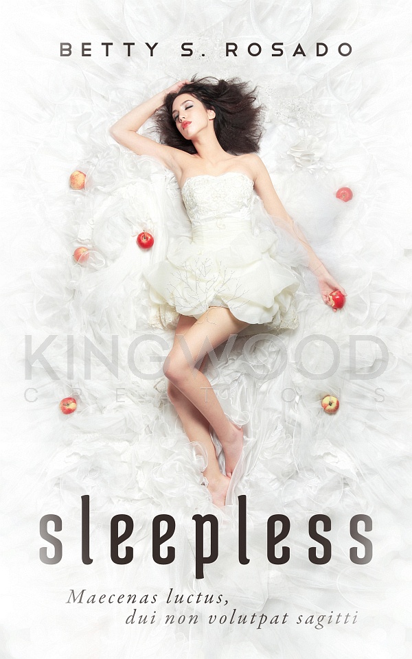 woman in a white dress laying on a white background - premade book cover design