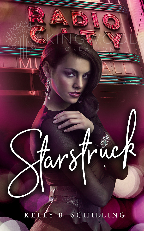 alluring woman in front of a vintage cinema - premade book cover design