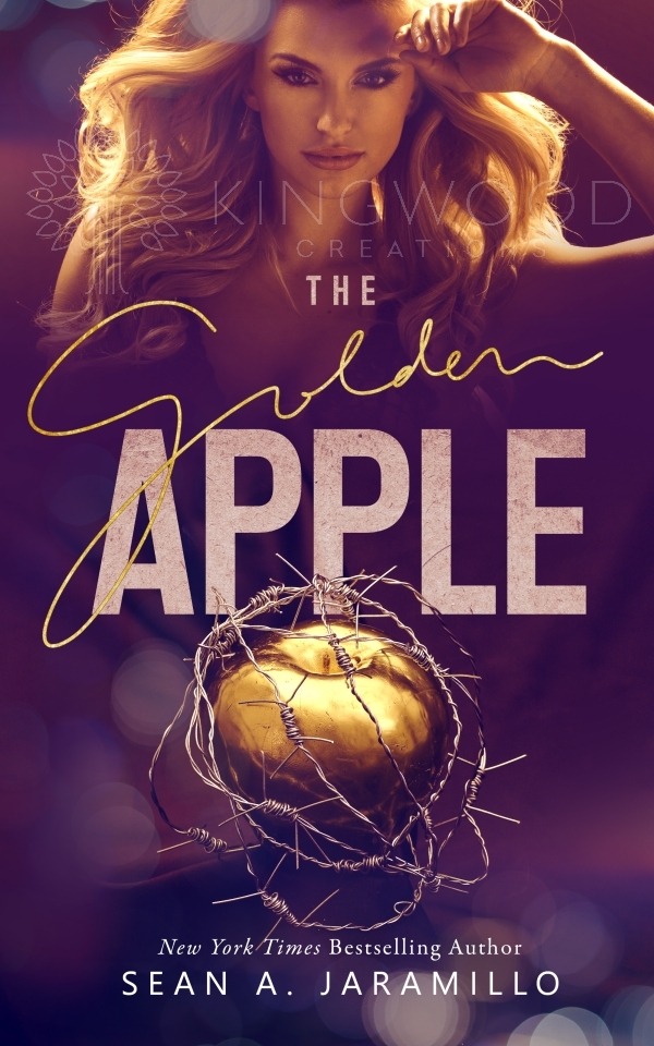 sexy womand and a golden apple surrounded by barbwire - premade book cover design