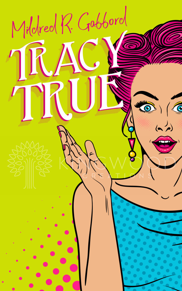 illustration of a surpirsed woman in pop art style - premade book cover design