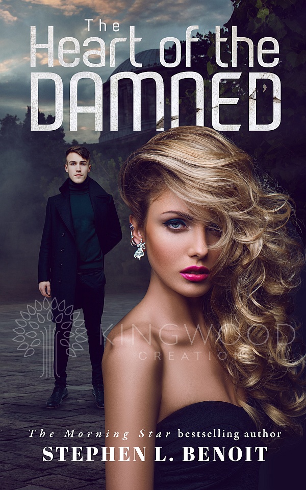 beautiful couple on a dark background - premade book cover design