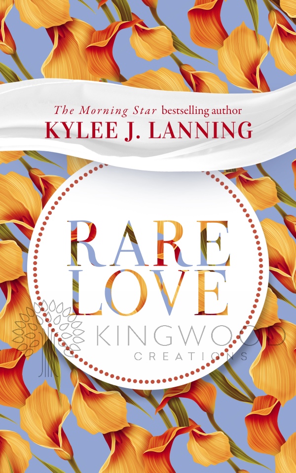 orange flower pattern on a blue background - premade book cover design