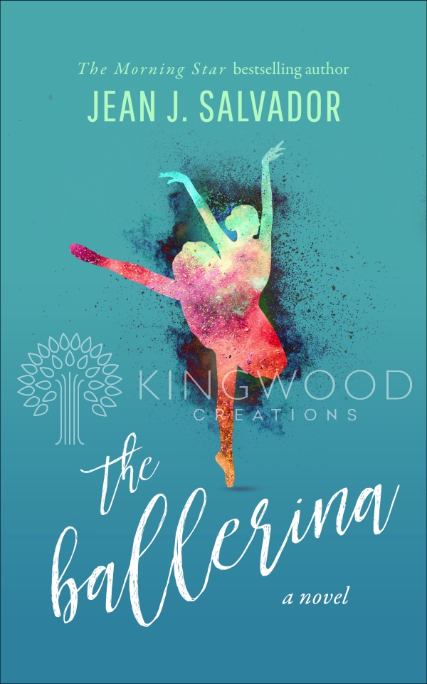 colorful ballerina on a blue background - premade book cover design