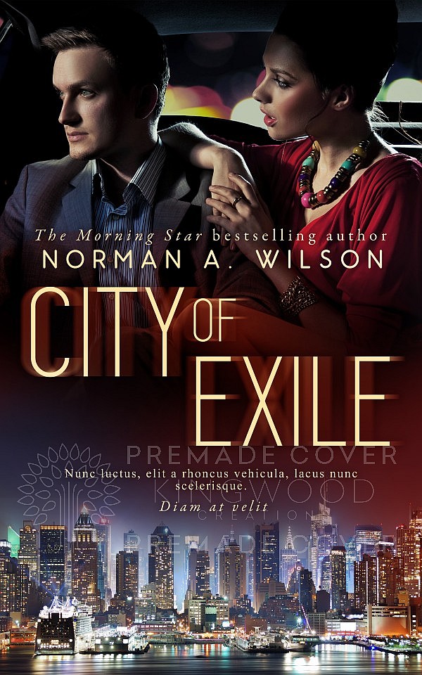 beautiful couple in a car with night city background - premade book cover design
