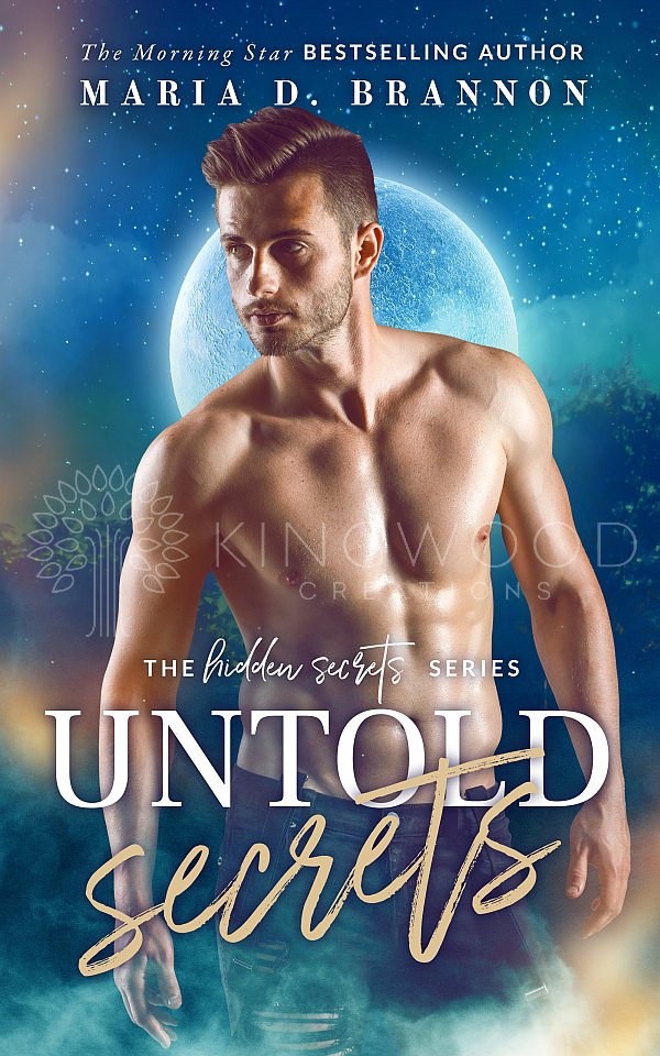 sexy shirtless man on a night sky background with moon - premade book cover design