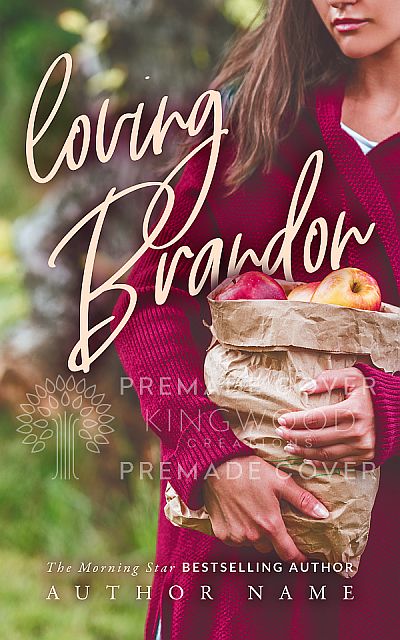 woman holding a bag of apples - premade book cover design