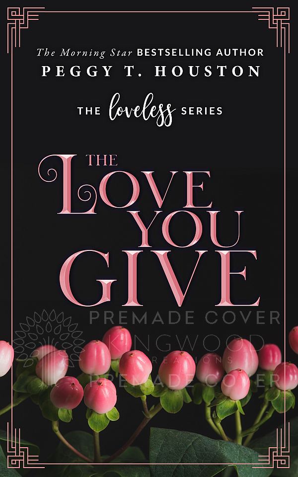 pink flowers on dark background - premade book cover design
