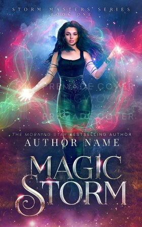woman in fantasy setting casting magic premade cover