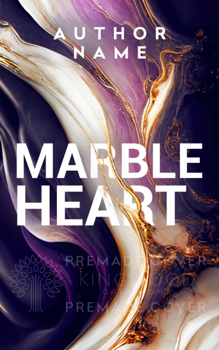 premade cover design featuring white text on a white and purple marble background